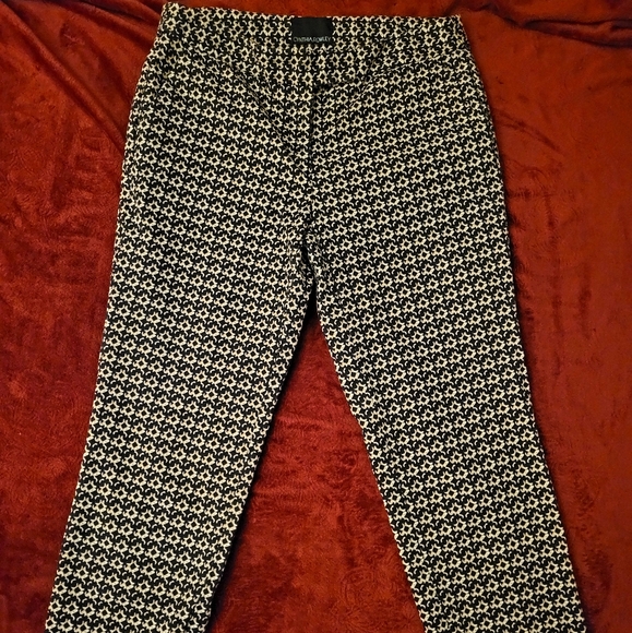 NWOT CYNTHIA ROWLEY PANTS BLACK KHAKI & WHITE SZ 6 - Picture 1 of 3